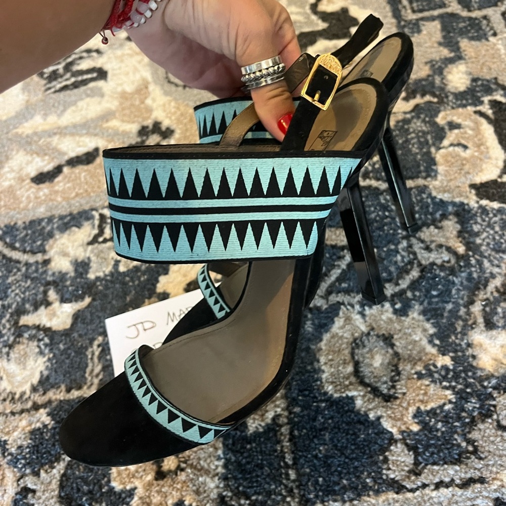 Versace Tiffany Blue Strappy Heels - Picture 2 of 4
